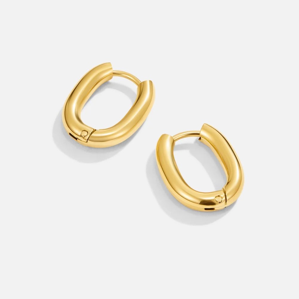 Gold Chunky Hoop Earrings with Hinged Closure